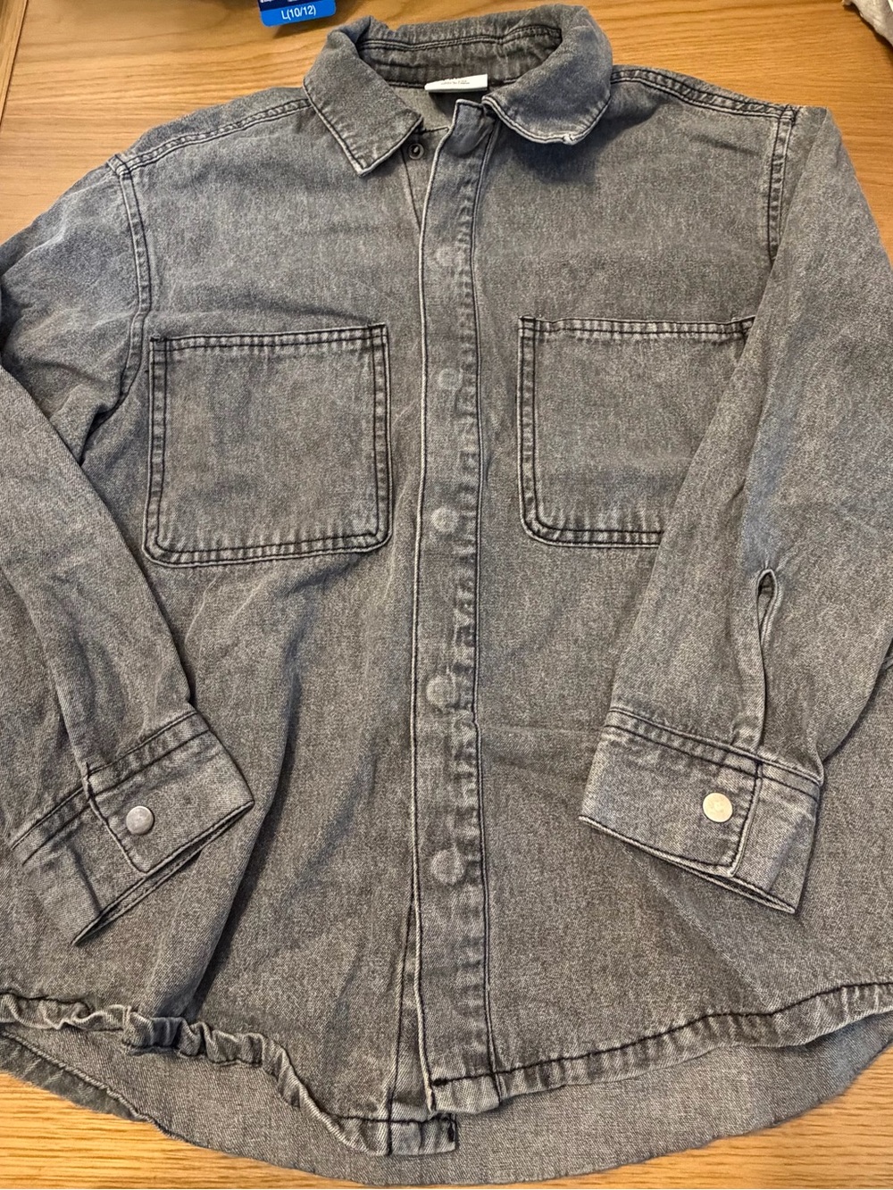 3 for $18 Girls Black Washed Denim Shirt Jacket